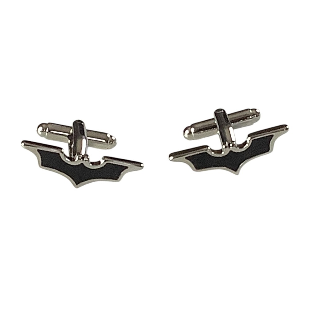 Bat‎ Superhero Cufflinks Men OS Black Silver Tone Novelty Cosplay Business Shirt